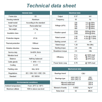 Silnik elektryczny 0,37kW 2800 obr/min. 63 B14